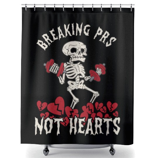 Anti Valentine´s Day Broken Heart Powerlifting Gym Shower Curtains