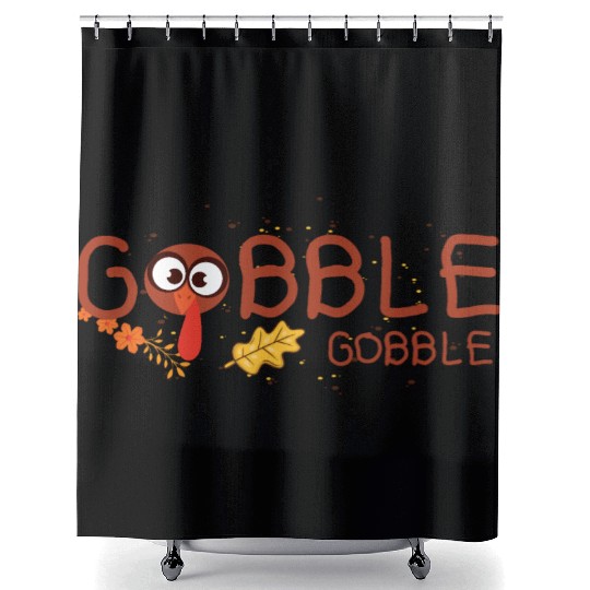 Thanksgiving Gobble Shower Curtains Funny Turkey Graphic