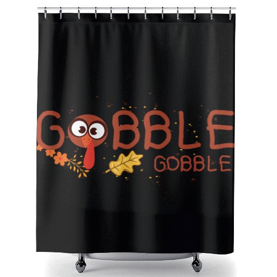 Thanksgiving Gobble Shower Curtains Funny Turkey Graphic