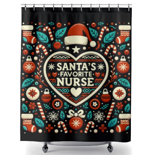 Santa favorite nurse Shower Curtains