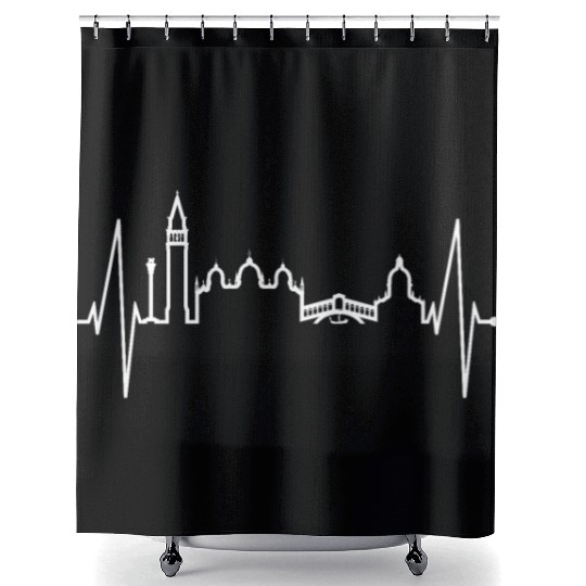 Venice Skyline Italy Heartbeat Italia Love Venezia Shower Curtains