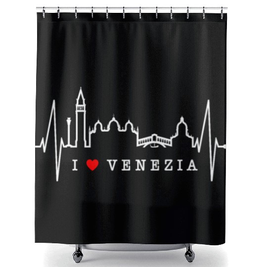 Venice Skyline Italy Heartbeat Italia Love Venezia Shower Curtains