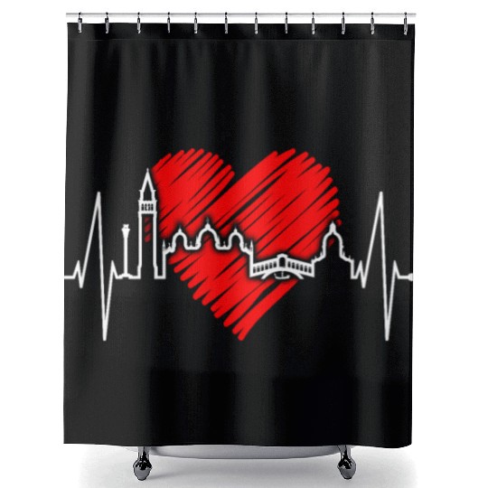 Venice Skyline Italy Heartbeat Italia Love Venezia Shower Curtains