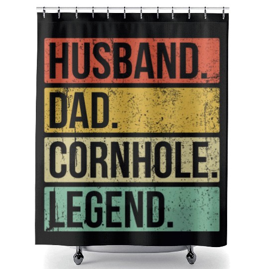 Cornhole Vintage Husband Dad Legend Shower Curtains