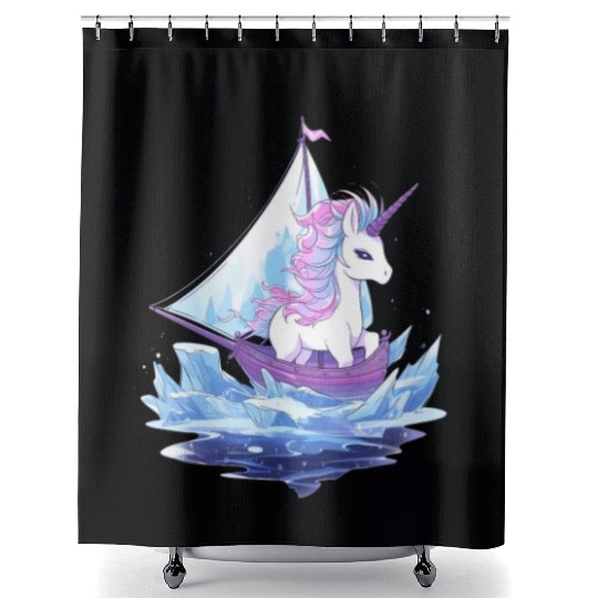 Ice Sailing Unicorn Ice Sailor Ice Boating Shower Curtains