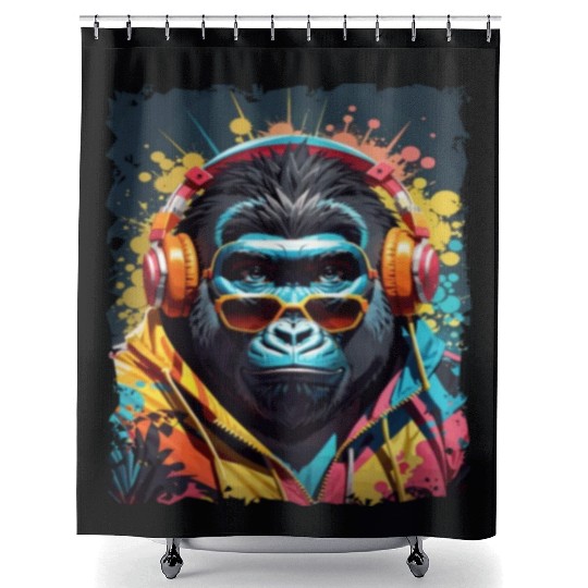 gorilla monkey animal art I cool cute gorilla Shower Curtains