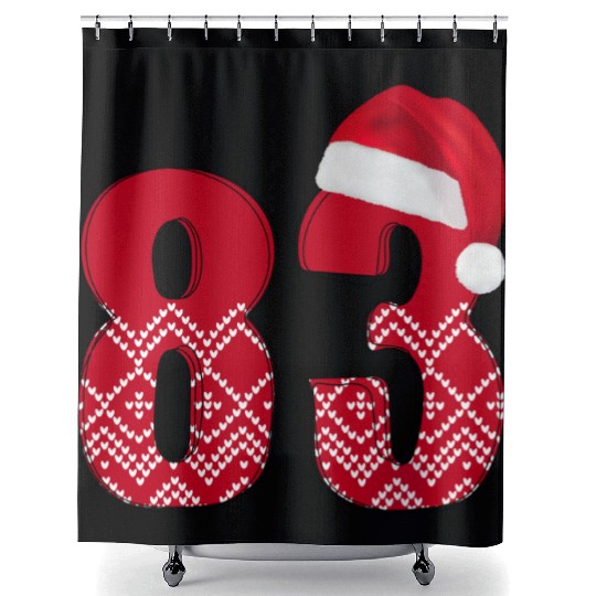 Number 83 - Happy Christmas Eighty Three Shower Curtains