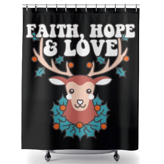 Religious Family Faith Hope Love Christmas Shower Curtains