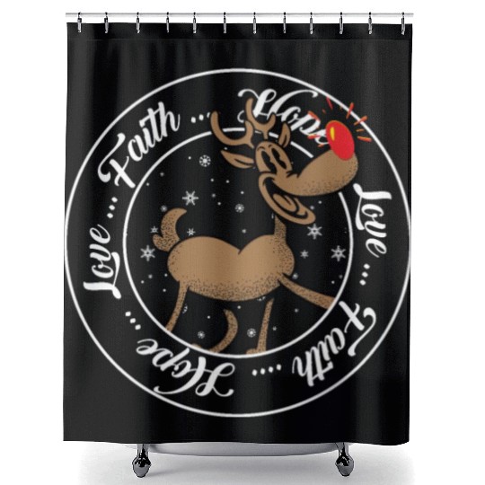 Religious Family Faith Hope Love Christmas Shower Curtains