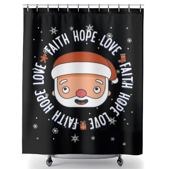 Religious Family Faith Hope Love Christmas Santa Shower Curtains