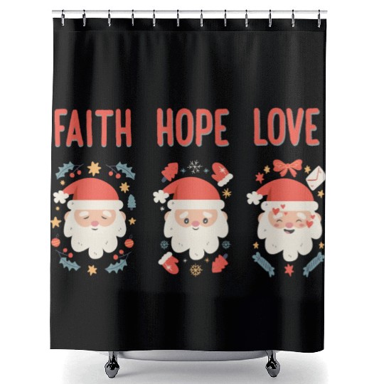 Religious Family Faith Hope Love Christmas Santa Shower Curtains