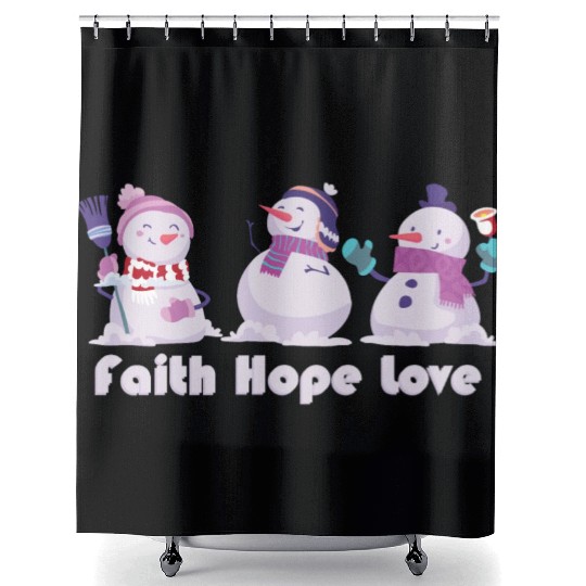 Faith Hope Love Religious Family Christmas Shower Curtains