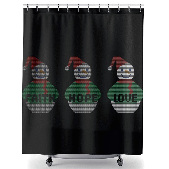 Religious Family Faith Hope Love Christmas Shower Curtains