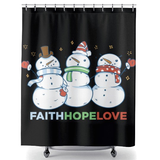 Religious Family Faith Hope Love Christmas Shower Curtains
