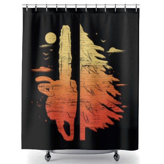 Lumberjack gift for woodworkers chainsaw wood Shower Curtains