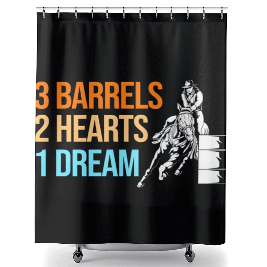 Barrel Racing Western 3 Barrels 2 Hearts 1 Dream Shower Curtains