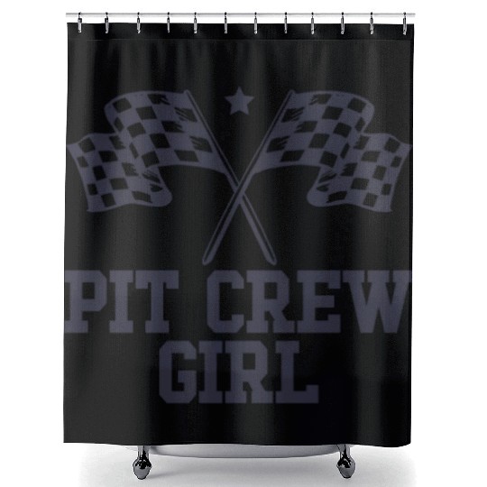 Pit Crew Girl Racing Enthusiast Racer Birthday Shower Curtains