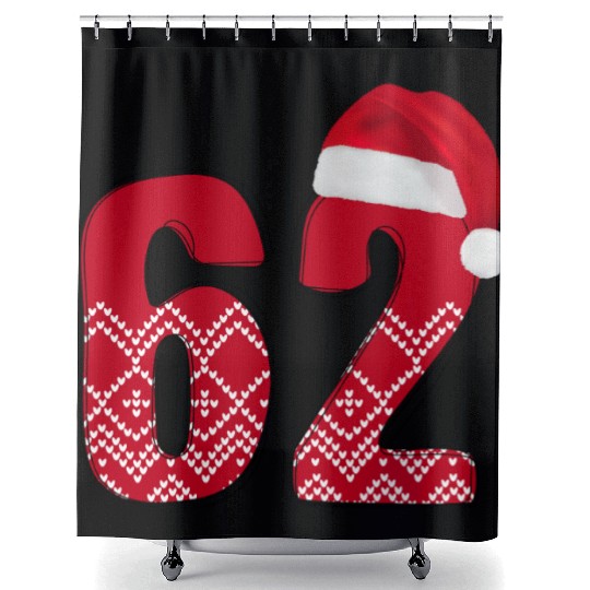 62 Red and White Christmas Number Sixty Two Shower Curtains