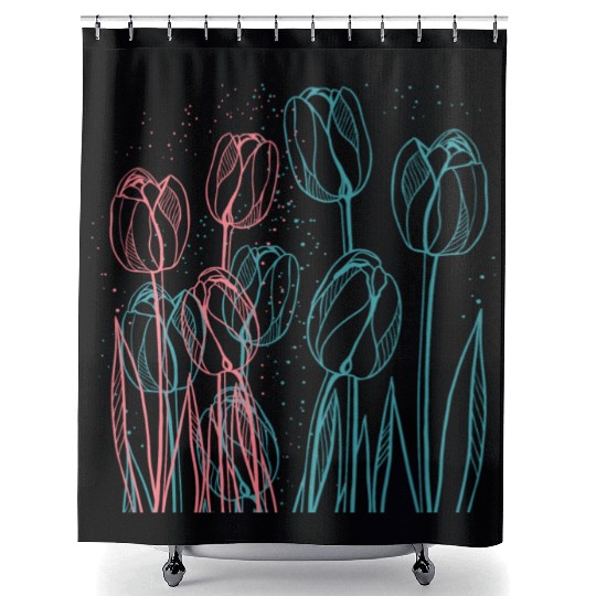 Colorful Tulips Garden Shower Curtains