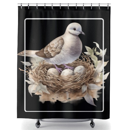 Quail Bird With Eggs Shower Curtains