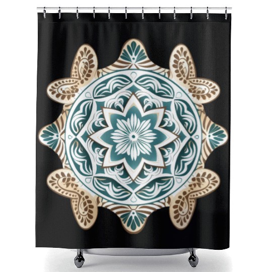 Sea Turtle Mandala Art Shower Curtains