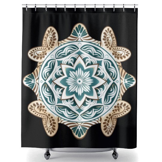Sea Turtle Mandala Art Shower Curtains