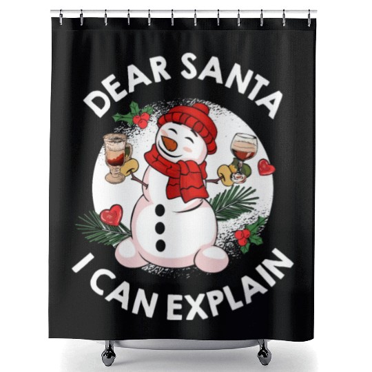 Schneemann Dear Santa I can Explain Funny Shower Curtains