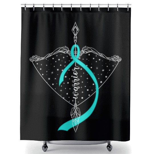 Warrior Bow Warrior Teal Ribbon Ovarian Cancer Shower Curtains