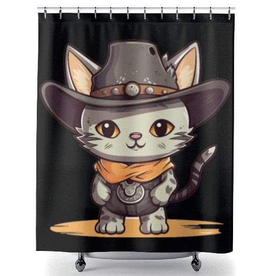 Cat Cowboy Cute Western Kawaii Rodeo Cat Shower Curtains