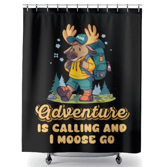 Adventure Is Calling Youth Cute Moose Shower Curtains