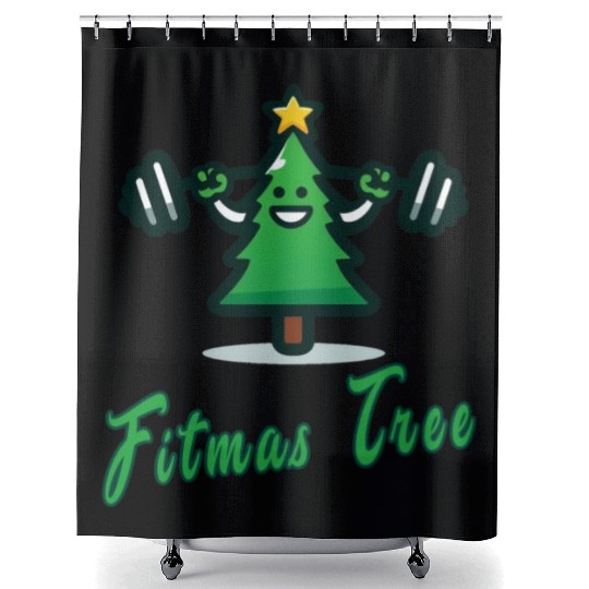 Fitmas Tree funny gym words Shower Curtains