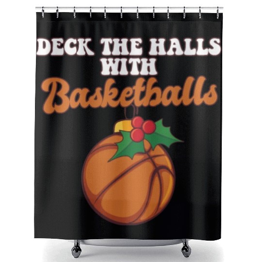 Deck The Halls With Basketball Player Coach Shower Curtains