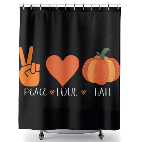 Peace Love Fall Autumn Lover Pumpkins Halloween Shower Curtains