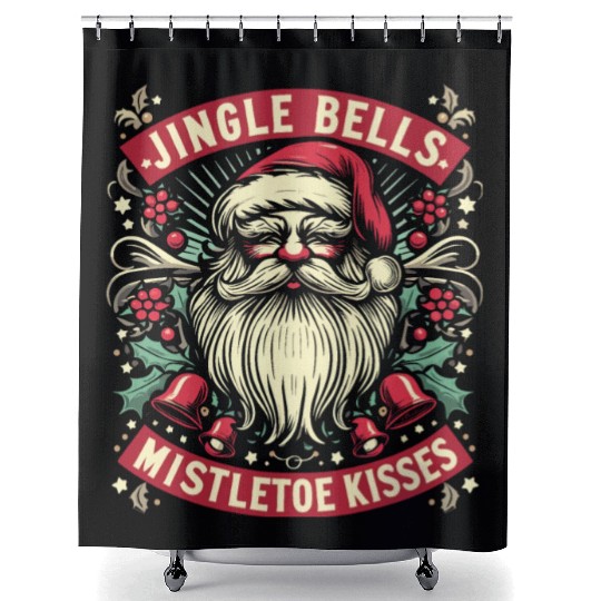 Jingle Bells Mistletoe Kisses Shower Curtains
