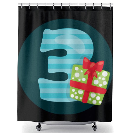 Third Birthday Party - Age Number 3 - Tree Shower Curtains