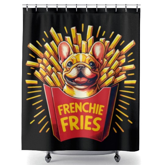 Frenchie Fries - Cute French Bulldog Fries Shower Curtains