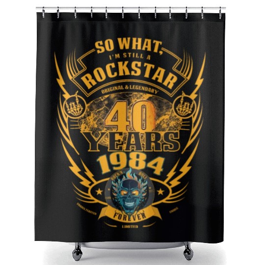 40th birthday 1984 Rock'n Roll forever gift Shower Curtains