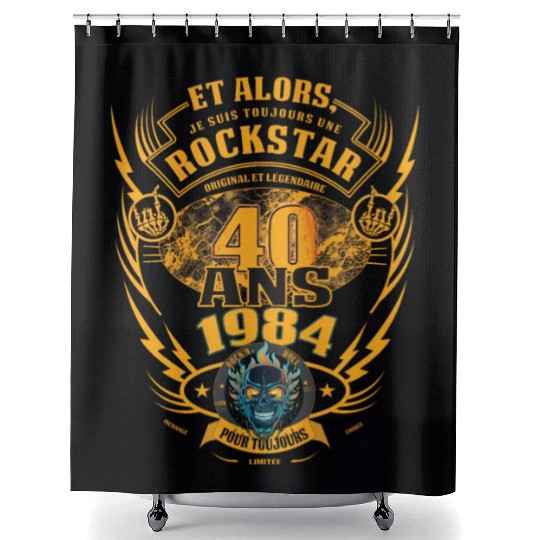 40th birthday 1984 Rock'n Roll forever gift Shower Curtains