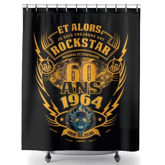 60th Birthday 1964 Rock'n Roll Forever Gift Shower Curtains