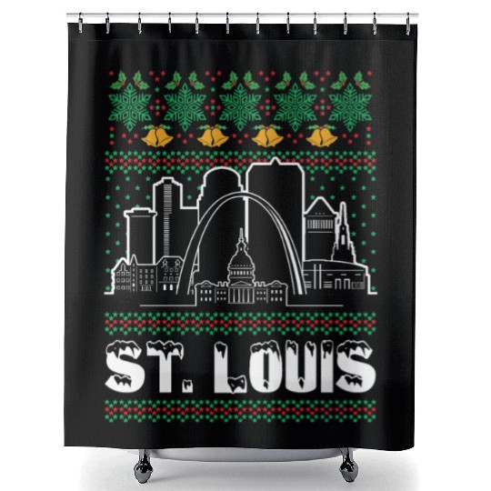 St. Louis Missouri Ugly Christmas Shower Curtains