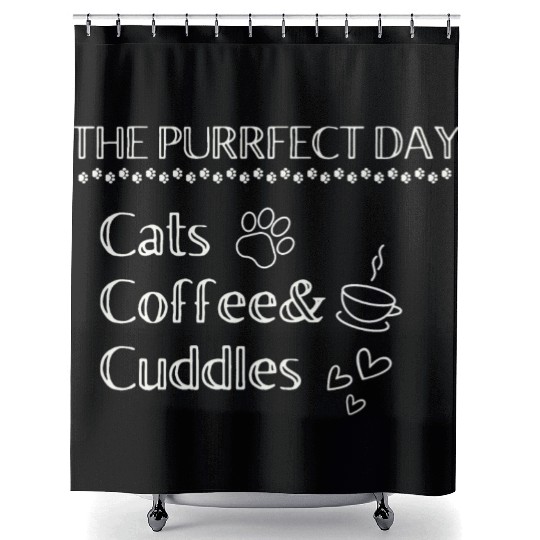 Cats Coffee Cuddles Purrfect Day Shower Curtains