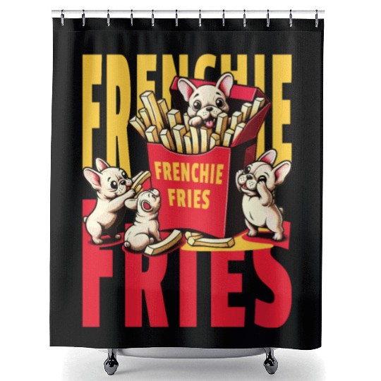 Frenchie Fries - Cute French Bulldog Fries Shower Curtains