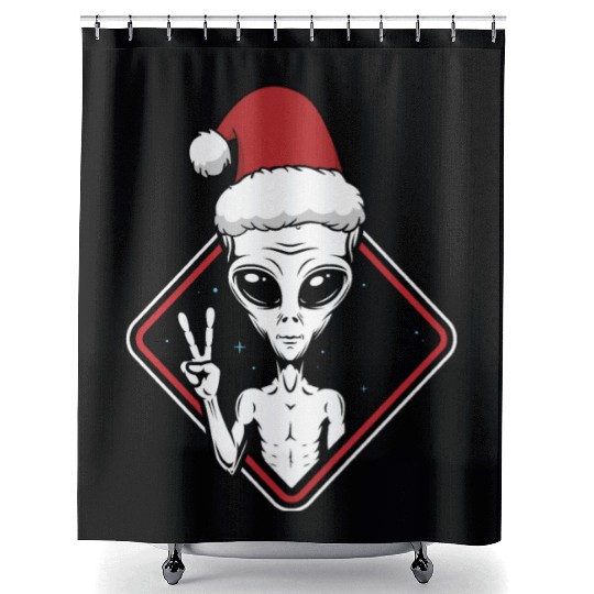 Alien Christmas Peace Shower Curtains