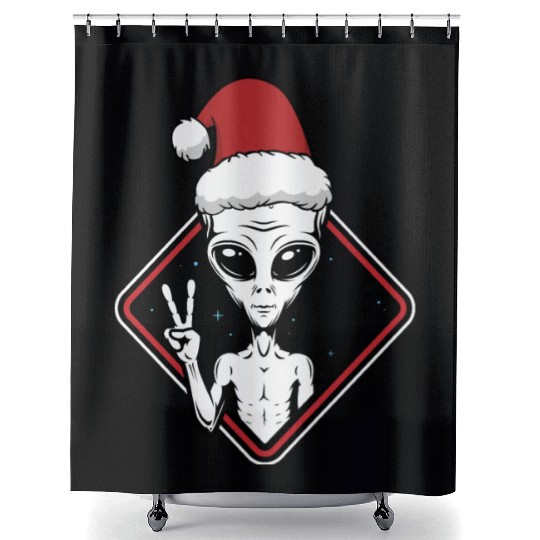 Alien Christmas Peace Shower Curtains