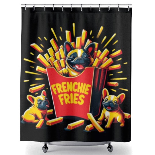 Frenchie Fries - Cute French Bulldog Fries Shower Curtains