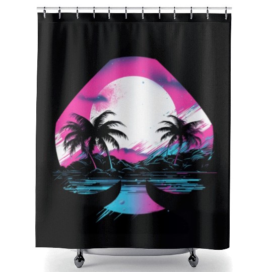 Tropical Synthwave Shower Curtains