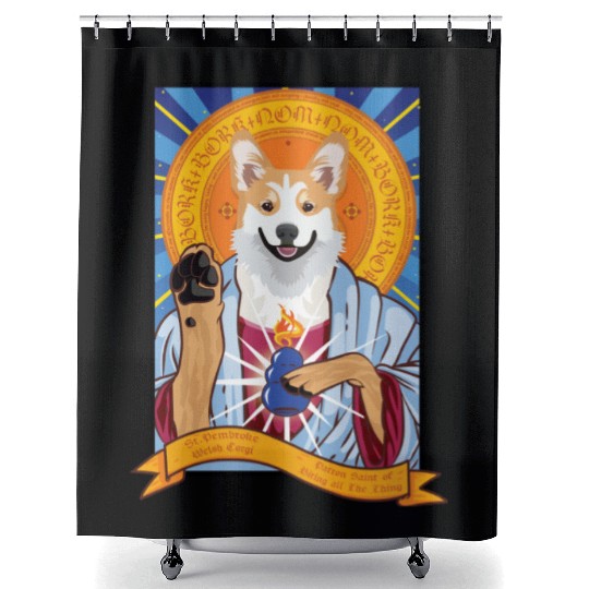 Saint Pembroke Welsh Corgi Shower Curtains