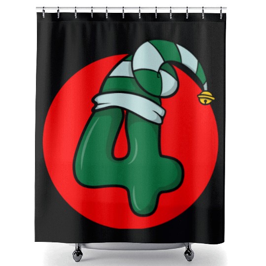 4th Birthday Gift - Merry Christmas Number Four Shower Curtains