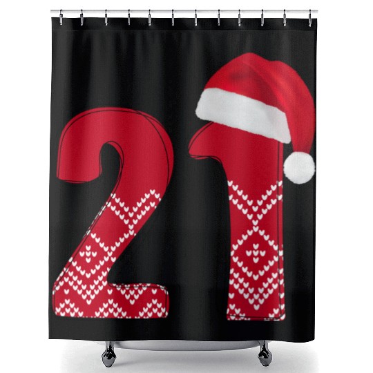 21st Christmas Birthday - Xmas Number Twenty One Shower Curtains