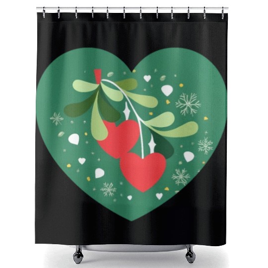 Mistletoe Hearts Shower Curtains